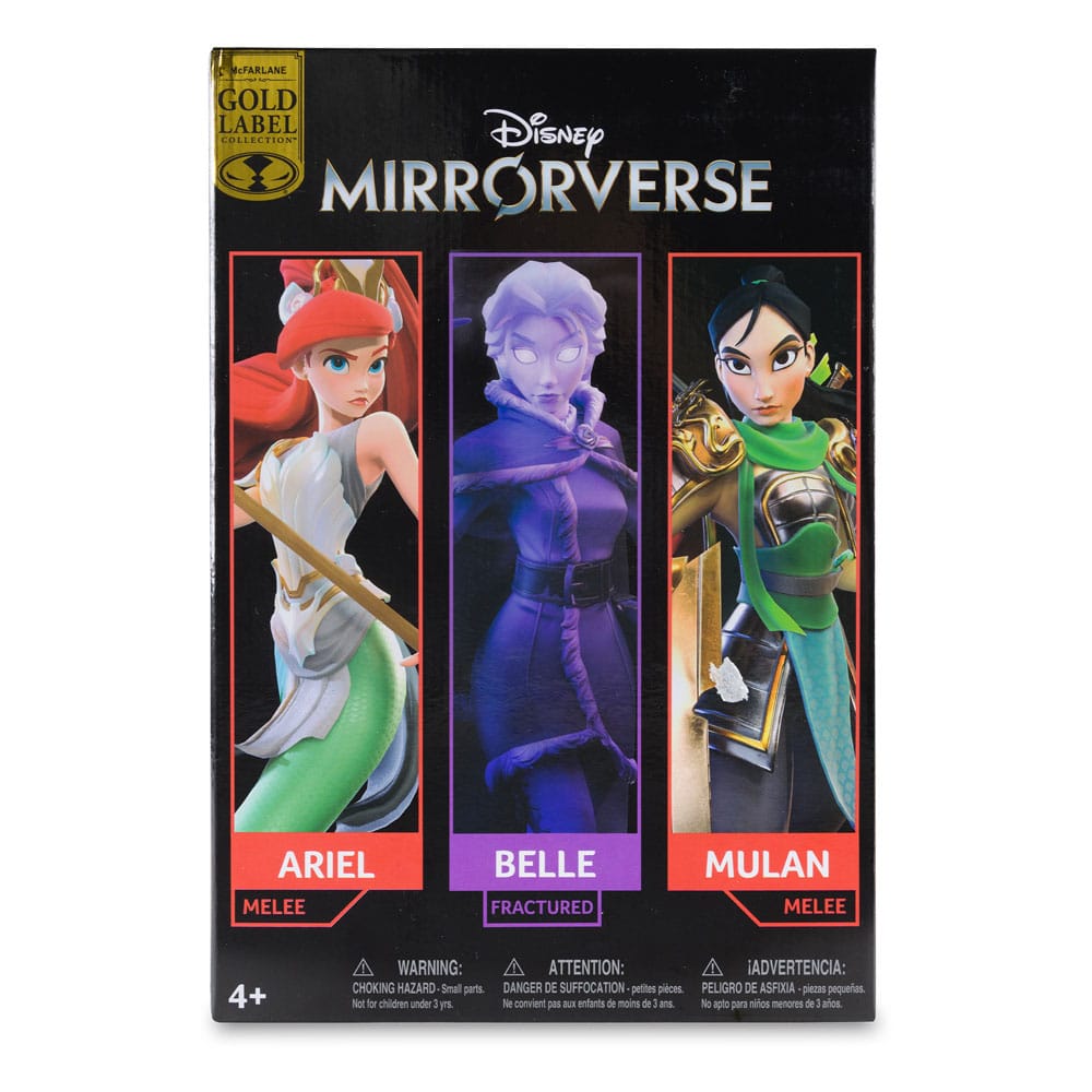 Disney Mirrorverse Action Figures Princess Pack Mulan, Belle (Fractured) & Arielle (Gold Label) 13 1