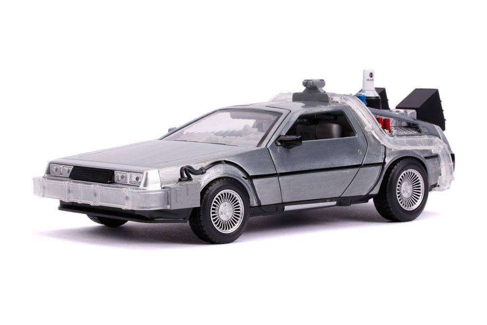 Back to the Future II Hollywood Rides Diecast Model 1-24 DeLorean Time Machine --- DAMAGED PACKAGING