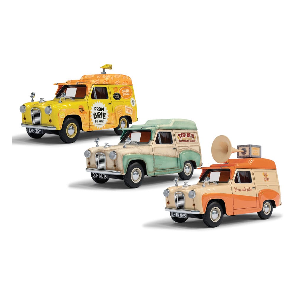 Wallace & Gromit Die Cast Model 1/43 Austin A35 Van Collection - Cheese Please!, Top Bun, Spick & Spanmobile