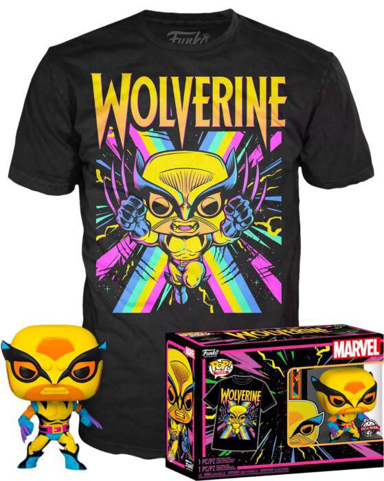 Marvel X-Men POP! & Tee Box Wolverine (Blacklight) Size XL