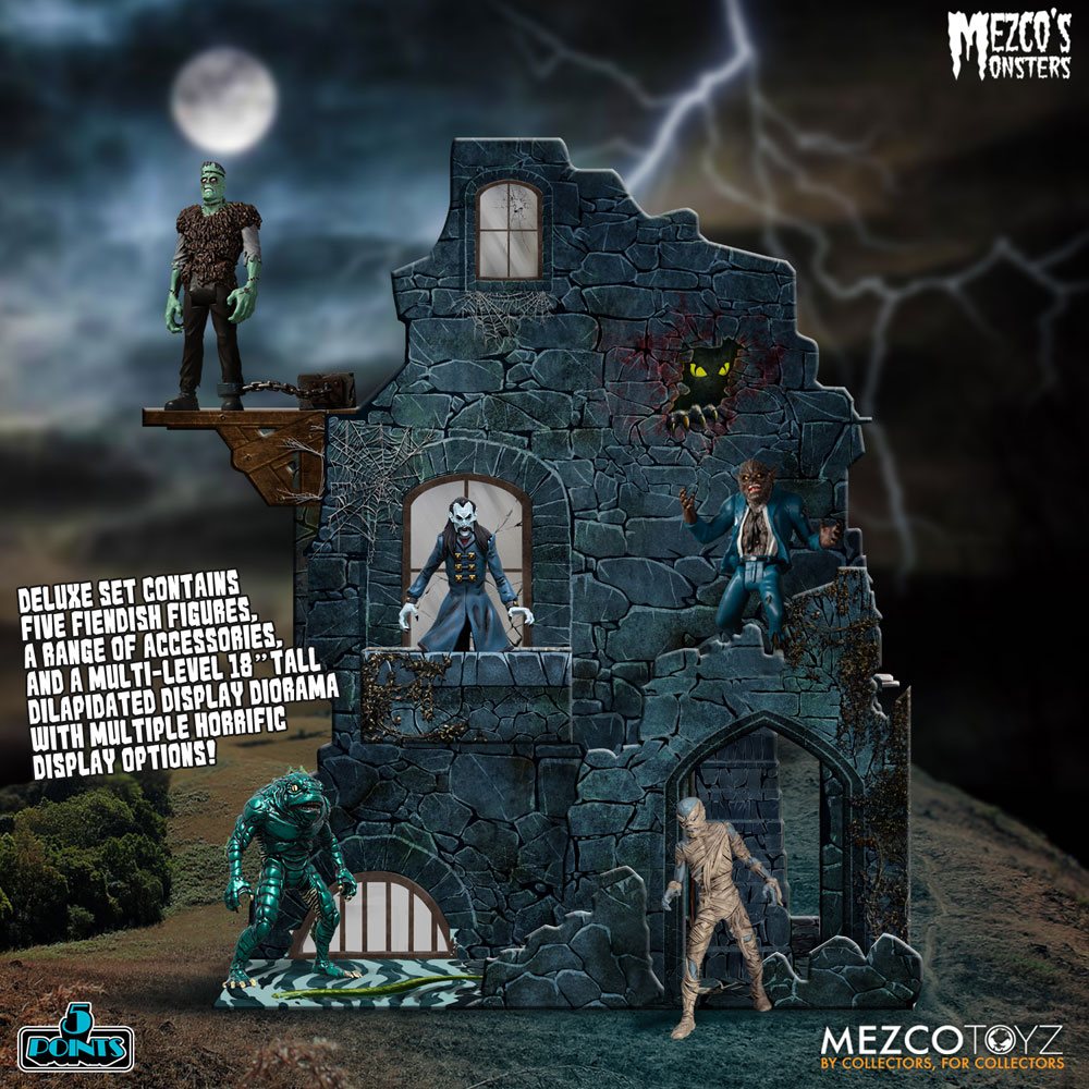 Mezco's Monsters 5 Points Action Figures Tower of Fear Deluxe Set 9 cm