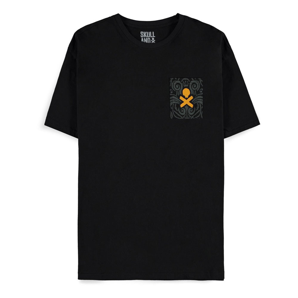 Skull and Bones T-Shirt with Chest Pocket Logo Size L