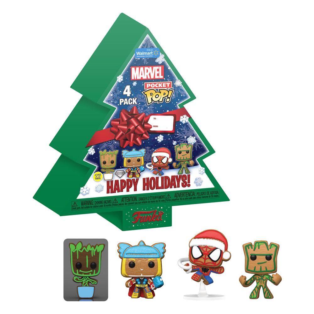 Marvel Holiday 2022 Pocket POP! Vinyl Keychains 4-Pack Tree Holiday Box 4 cm