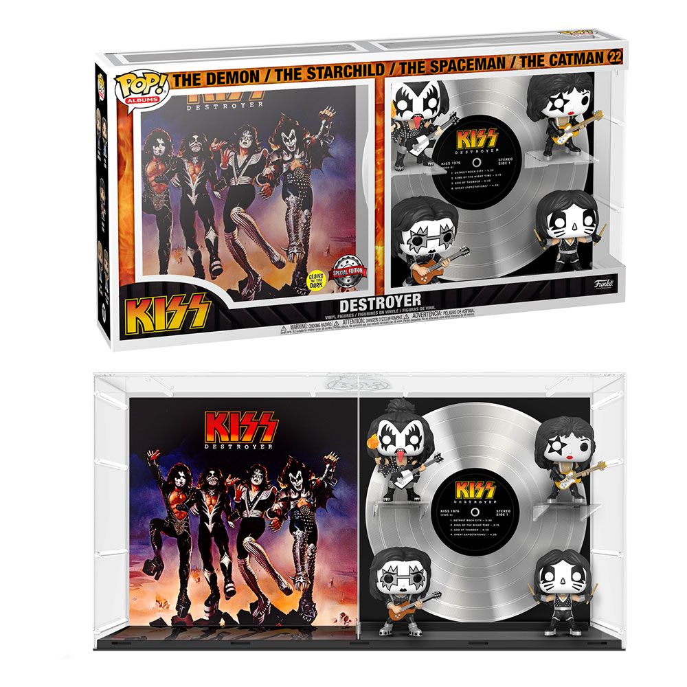 KISS POP! Albums Vinyl Figure 4-Pack Destroyer GITD 9 cm